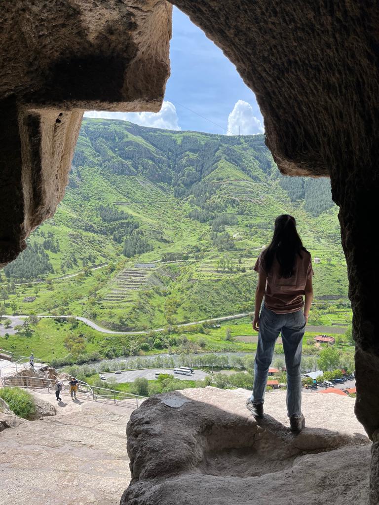 Syeda Sukena Zehra at the monastic caves at Vardzia