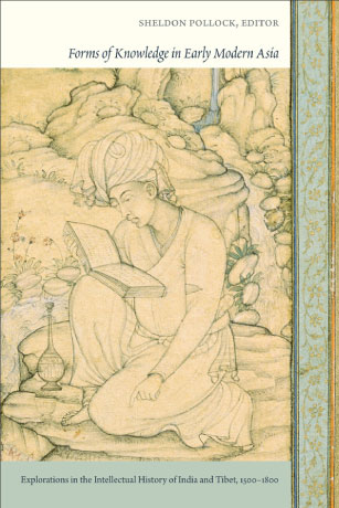 The cover of Forms of Knowledge in Early Modern Asia with an illustration in beige and green of a person reading a book.