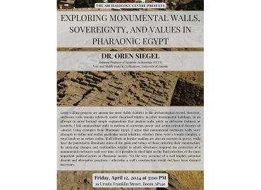 The Archeology Centre April 12 Oren Siegel Talk poster