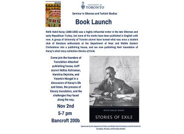 Seminar in Ottoman and Turkish Studies November 2 Book launch poster